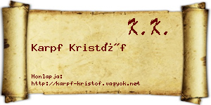 Karpf Kristóf névjegykártya